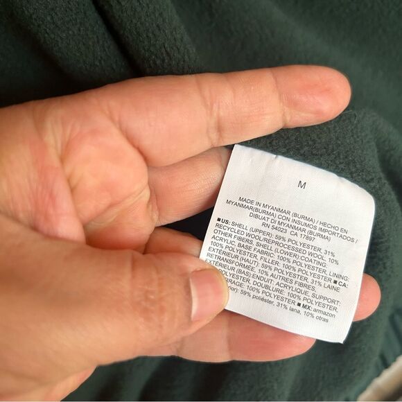 OLD NAVY Women Sz Medium Wool Blend Puffer Vest Green Quilted Zip Up Fleece - Picture 13 of 14